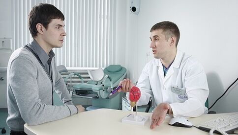 The doctor prescribes treatment of prostatitis with a device